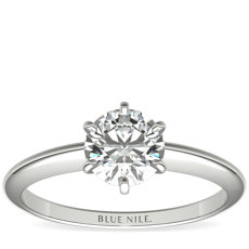 Classic Six Claw Solitaire Engagement Ring in 14k White Gold